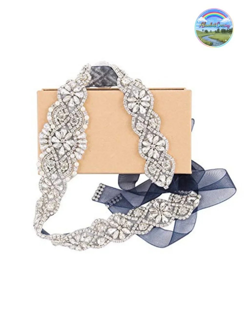 Rhinestone Beaded Bridal Belt Organza Sash Wedding Gown Belt Plus Size